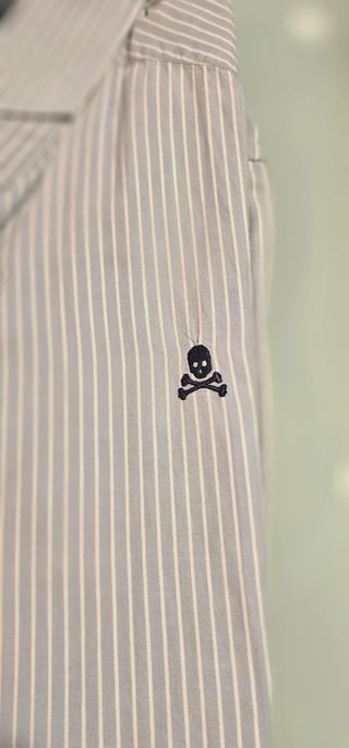 Camisa Scalpers azul rayas 38, pero talla pequeña