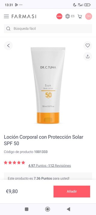 Loción Solar DR.C.TUNA SPF50