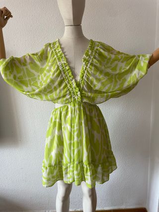 Vestido Lanca perfume verde estampado, talla S