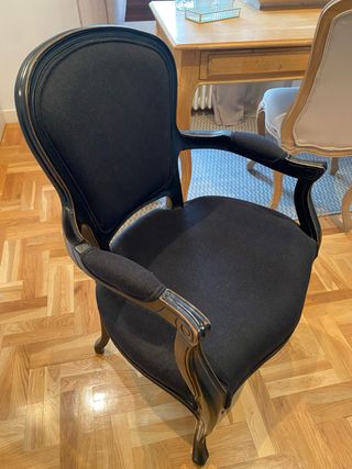 Sillón clásico negro - Madera y tela
