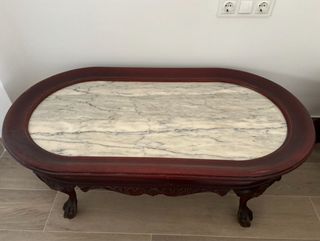 Mesa ovalada mármol-madera