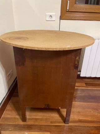 Mesa camilla vintage de madera y corcho