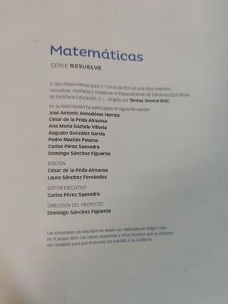 MATEMATICAS SERIE RESUELVE 1 ESO SABER HACER