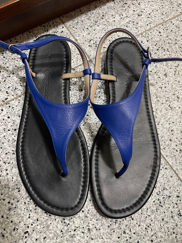 Sandalias de Piel Azul Talla 42