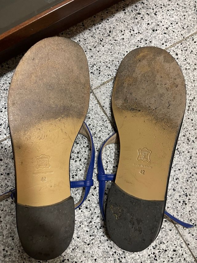Sandalias de Piel Azul Talla 42