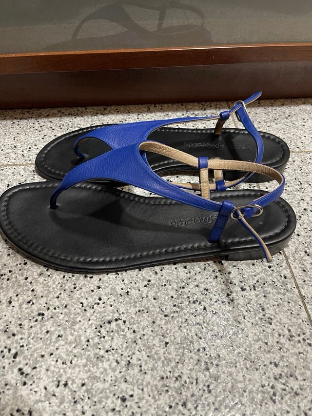 Sandalias de Piel Azul Talla 42