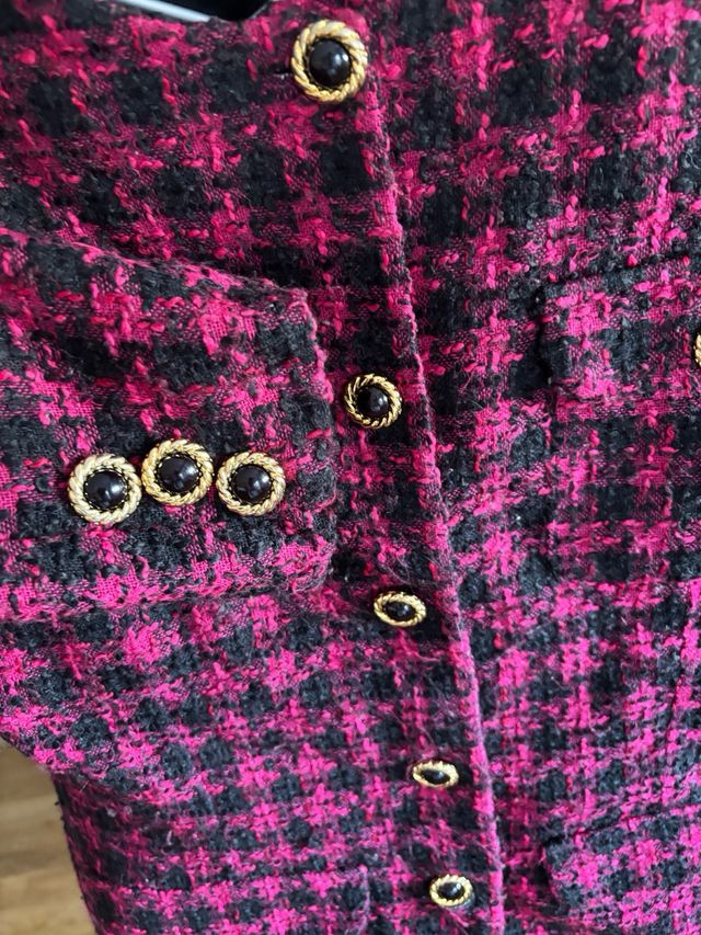 Chaqueta Tweed Rosa y Negra