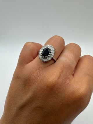 Anillo zafiro negro & diamantes
