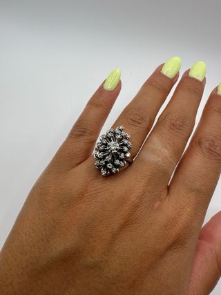 Anillo lanzadera Diamantes Oro Blanco 18k