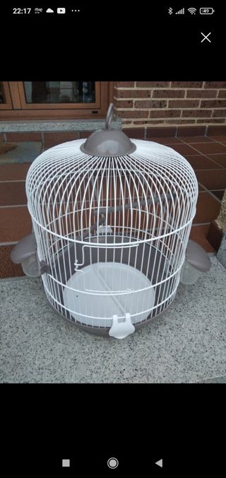 Jaula pájaros 36x30cm - Blanca y Gris