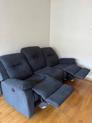 Sofá 3 plazas reclinable Azul