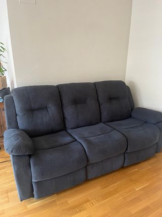 Sofá 3 plazas reclinable Azul