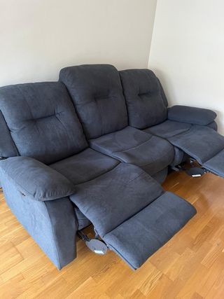 Sofá 3 plazas reclinable Azul