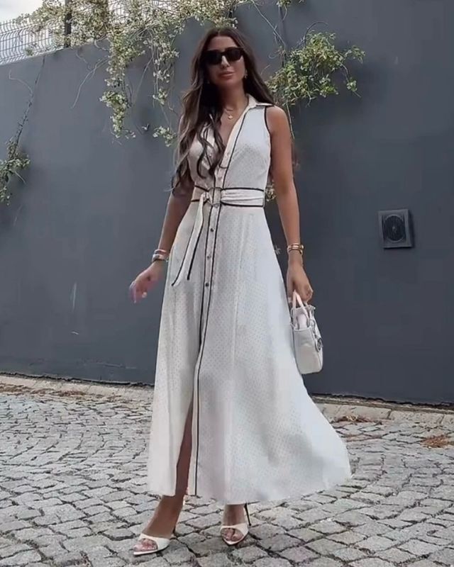 Vestido camisero topos