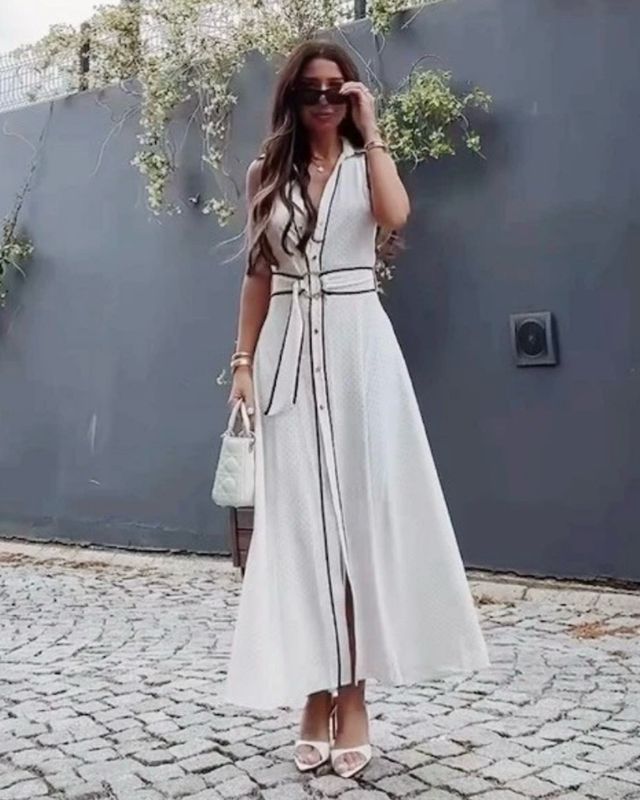 Vestido camisero topos