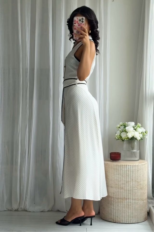 Vestido camisero topos