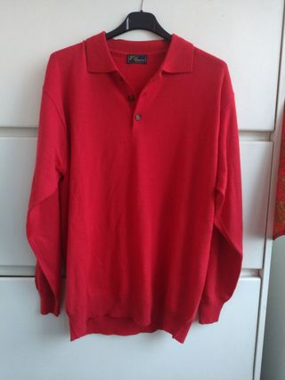 Maglione Uomo - Polo Maniche Lunghe Rosso lana l