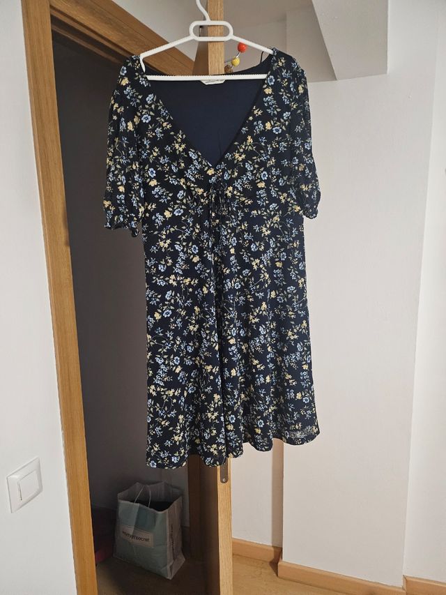 Vestido flores - azul marino