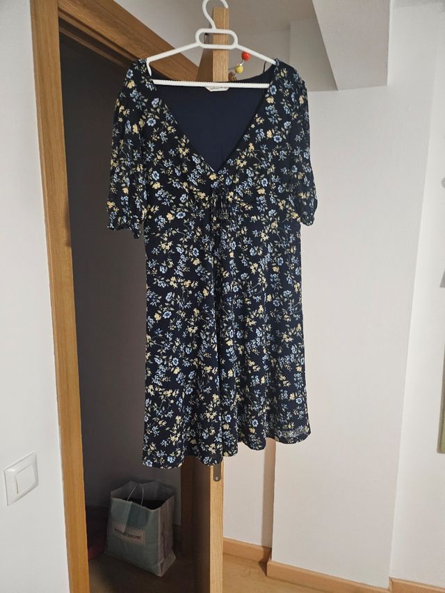 Vestido flores - azul marino