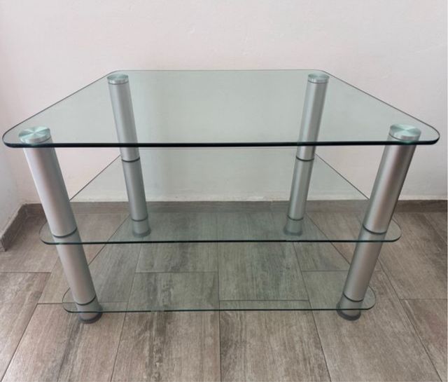 Mesa de centro cristal y metal