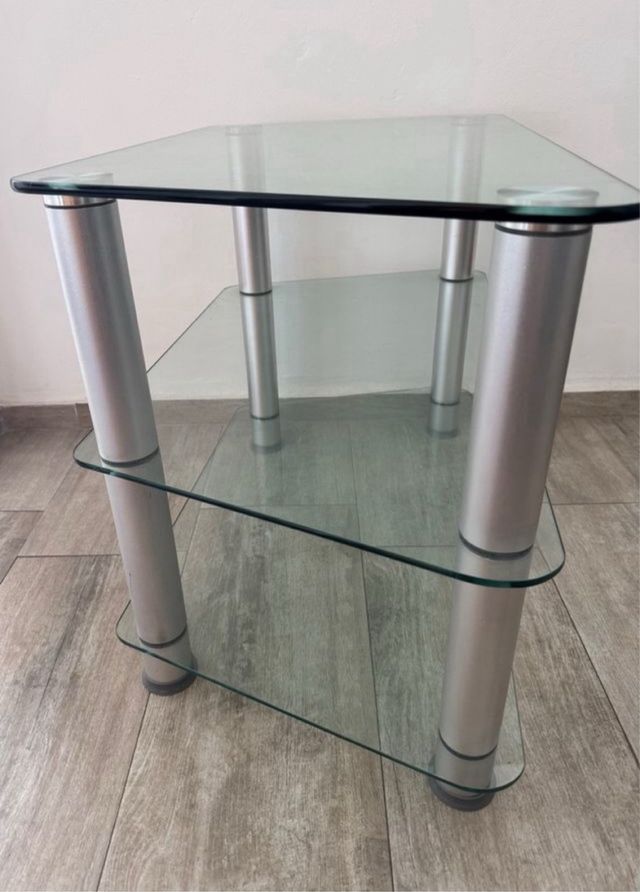 Mesa de centro cristal y metal