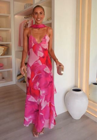 Abito lungo con stampa foulard