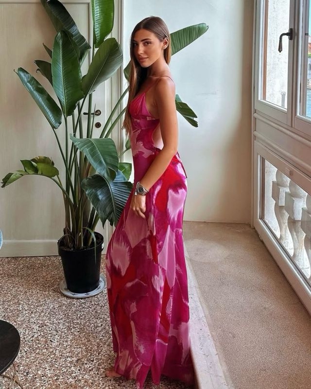 Vestido largo estampado foulard