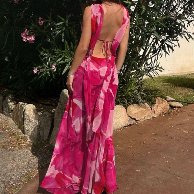 Vestido largo estampado foulard