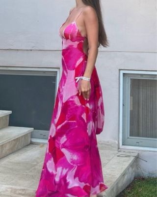 Abito lungo con stampa foulard