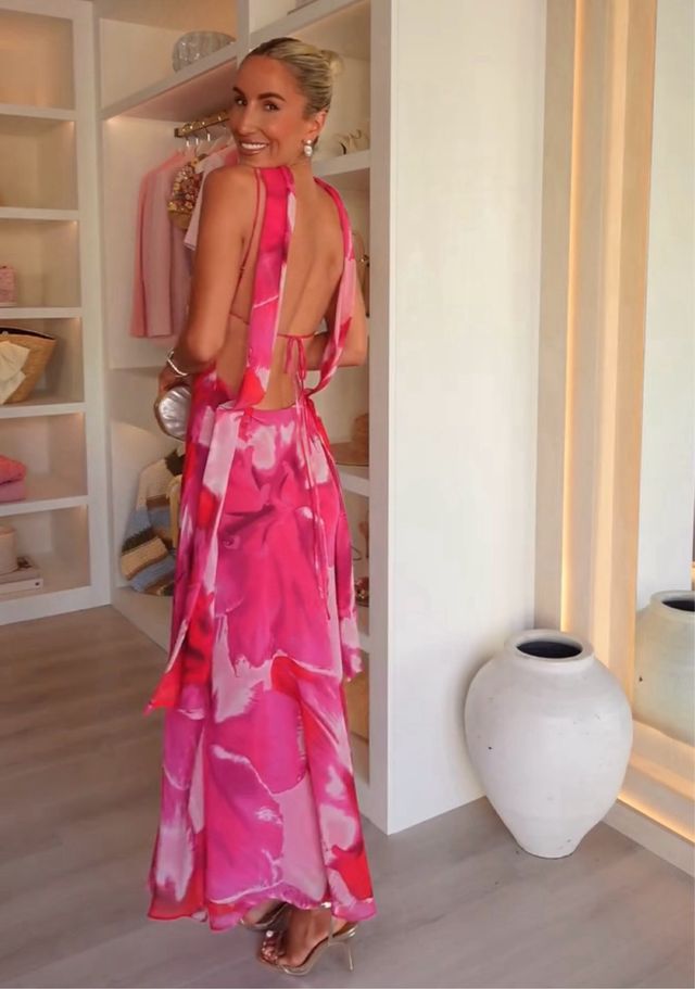 Vestido largo estampado foulard