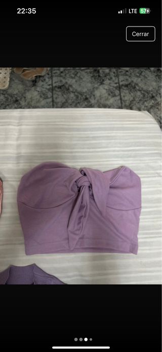 Tops rosados y morados