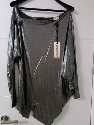 Top Met oversize plata