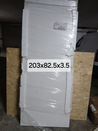 Puerta corredera blanca lacada 4 rayas 203x82.5