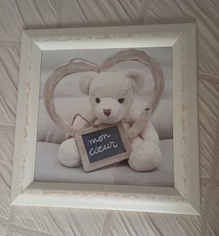 3 Quadri in legno bianchi + stampe per bambini