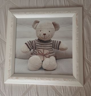 3 Quadri in legno bianchi + stampe per bambini