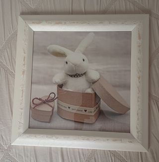 3 Quadri in legno bianchi + stampe per bambini