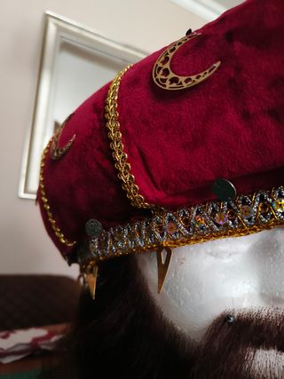 Turbante Gorro Rey Mago - Rojo y Dorado