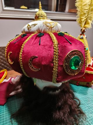 Turbante Gorro Rey Mago - Rojo y Dorado