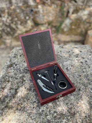 Kit vinho - saca rolhas, termómetro