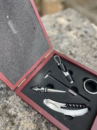 Kit vinho - saca rolhas, termómetro