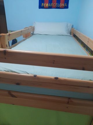Cama litera infantil madera para colchón de 90 cm