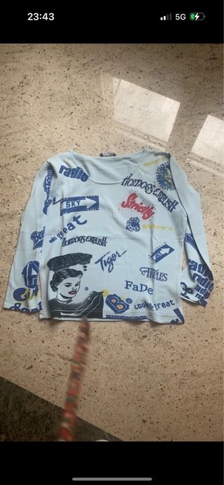 Maglietta blue stampa vintage