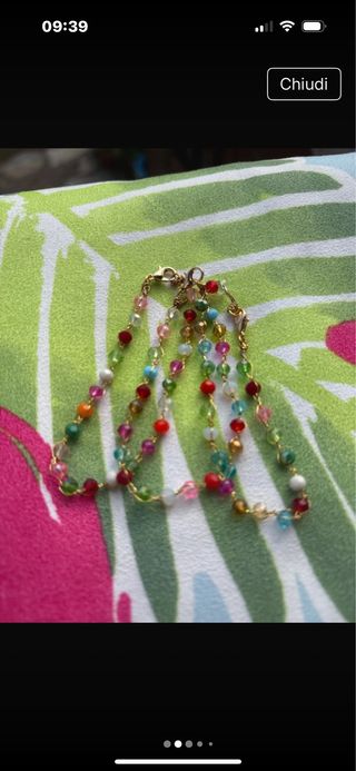 Bracciale oro con perline multicolor
