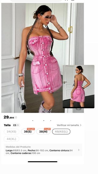 Vestido denim rosa - Talla L