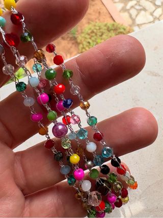 Collana argento perle multicolori
