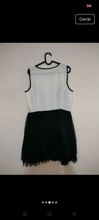 Vestido Stradivarius flores-tul blanco-negro
