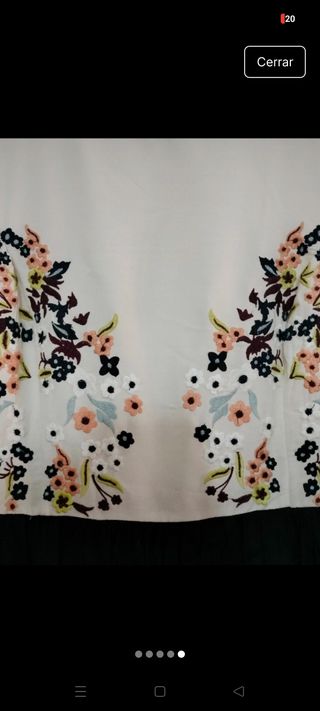 Vestido Stradivarius flores-tul blanco-negro