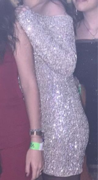 Vestido lentejuelas plateado Nochevieja