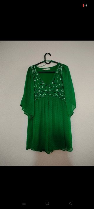 Vestido Zara verde estampado