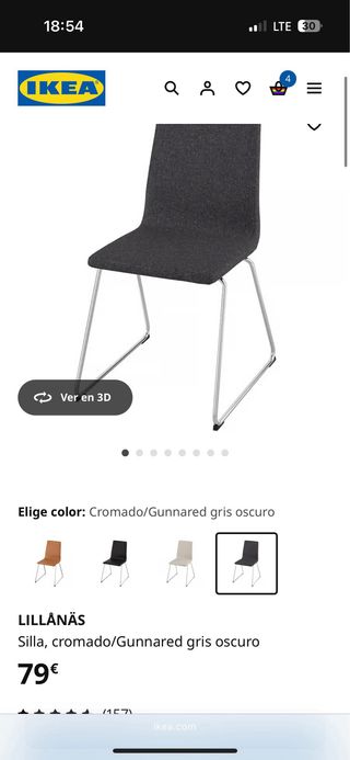Silla Ikea Lillanas Gris